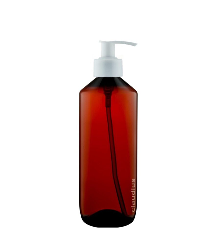 472. 500 ml amber apothekers met witte pomp