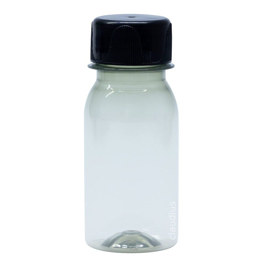550. Fles 60 ml - zwarte ribbeldop